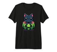 Spooky Summer Watermelon Jack O Lantern Kawaii Cat Maglietta Premium
