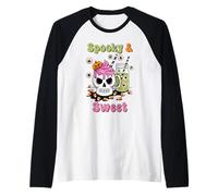 Spooky Sweet Shirt Skull Mug Candy Mais Zucca Drink Maglia con Maniche Raglan