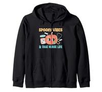 Spooky Vibes And That Nurse Life, Grazioso Design a Forma di Zucca Felpa con Cappuccio