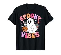 Spooky Vibes Ghost Retro Groovy Halloween Donne Ragazze Bambini Maglietta