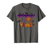 Spooky Vibes Halloween Boo Scheletro Pipistrelli Design Con Creepy Maglietta