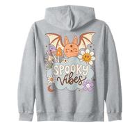 Spooky Vibes Halloween Cute Retro Bat Felpa con Cappuccio