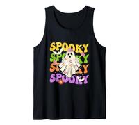 Spooky Vibes Halloween Ghost Costume Retro Groovy Donne Ragazza Canotta