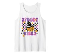 Spooky Vibes Halloween Zucca Strega Retro Groovy Canotta