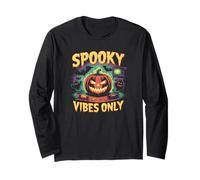 Spooky Vibes Only Retro Halloween Zucca Fantasma Art Maglia a Manica