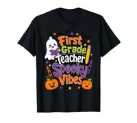 Spooky Vibes Pumpkin Design per Insegnante di Prima elementare Maglietta
