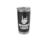 Spooky Vibes Rock Out Skeleton Hand, stile retrò vintage per Halloween Bicchiere termico in acciaio inox doppia parete