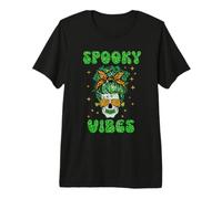 Spooky Vibes Scary Mom Skull Family Halloween Costume Maglietta Premium