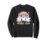 Spooky Vibes, Simpatici Fantasmi, Fiori Arcobaleno Felpa