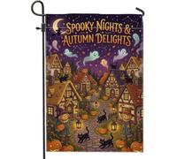 Spooky Village - Bandiera da giardino con citazione di Halloween, 30,5 x