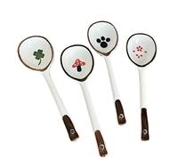 Spoon 4 pezzi 6,7 pollici cucchiai da minestra for zuppa brodo cereali latte tè, set di cucchiai, cucchiai rotondi in ceramica, cucchiai in stile carino cucchiaio da minestra asiatico in porcellana Ta
