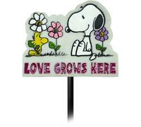 Spoontiques - Garden Décor - Garden Stake - Decorative Stake for Lawn and Yard - 24" High - Durable Weather Resistant Resin Sign for Home Décor - Peanuts Love Grows Here Garden Stake
