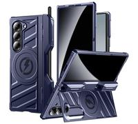 spoovcto Custodia per Samsung Galaxy Z Fold6 - Protezione standard militare MagSafe, compatibile con supporto per penna S, supporto, anti-spia, protezione per la privacy e cerniera, blu