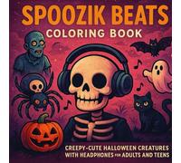 Spoozik Beats Coloring Book: Creepy-Cute Halloween Creatures with Headphones for Adults and Teens
