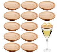 Sporgo 12 pezzi topper in legno per bicchieri da vino: bambù vino e vetro Charcuterie Topper, piatto antipasto, piatto da vino, decorazione rotonda per bicchieri da vino per dessert, piatti antipasti
