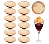 Sporgo 12 pezzi Winegglas Charcuterie Topper: Set di topper per bicchieri da vino in legno, sottobicchieri da vino, sottobicchieri per antipasti, per dolci, snack, frutta, noci