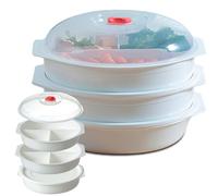 Sporgo 3 Piatti per Microonde con Coperchio e Ventilazione, 3 Scomparti, Contenitori per Alimenti Senza BPA per Riscaldare