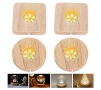 Sporgo 4 pezzi LED base in legno: luminosa in legno, 3 colori regolabili, illuminata con interruttore