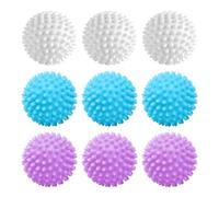 Sporgo 9 palline per asciugatrici: palline per lavatrici, palline per asciugatrici, palline riutilizzabili, 3 colori, per asciugatrici, per la pulizia dei vestiti (diametro 6,5 cm)