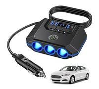 Sporgo Caricabatteria da auto con presa accendisigari da 120 W, presa auto 12 V, presa accendisigari 7 in 1, adattatore con 3 prese e 4 porte USB, splitter multiplo per GPS Dash Cam