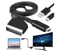 Sporgo Cavo SCART a HDMI, Adattatore e Convertitore Audio Video 1080p/720p per HDTV, STB, VHS, Xbox, PS3, Sky, DVD, Blu-ray (Nero A)