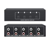 Sporgo RCA / 3,5 mm Port 4 in 1 Out: AUX Audio Switcher RCA L/R Audio Switch 4(1)-In-1(4)-Out, interruttore audio, scatola di selezione analogica, audio passivo, stereo selettore per cuffie Amplifier