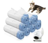 Sporgo Sacchetti per lettiera per gatti, 160 pezzi: 8 rotoli, autopulenti, con coulisse, misura universale, robusti e durevoli, a prova di perdite, pratici da riporre