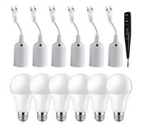 Sporgo Set di 13 portalampada: 6 pezzi portalampada E27 + 6 lampadine LED E27 bianco con tester di tensione, attacco E27 max. 60 W 250 V, portalampada E27