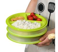 Sporgo Set di 3 Piatti a Microonde: Piatti con Coperchio, Senza BPA, Riutilizzabili, Contenitori con 3 Scomparti per Riscaldamento e Congelamento