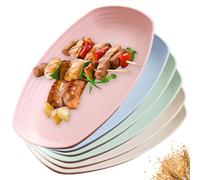Sporgo Set di 6 piatti fondi, ovali, opachi, infrangibili, senza BPA, adatti per microonde e lavastoviglie, riutilizzabili, in plastica, ideali per pasti quotidiani, feste e