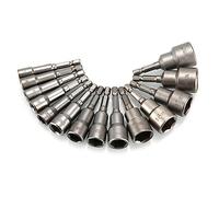 Sporgo Set di chiavi a bussola da 1/4", 6 - 19 mm, 14 pezzi magnetici per avvitatore a batteria, avvitatore a percussione, dadi esagonali