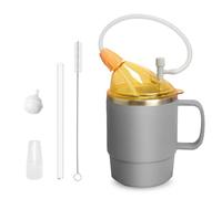 Sporgo Tazza con becco per anziani: 500 ml, con cannuccia da 30 cm, a prova di perdite, con coperchio, per anziani, disabilità, convalescenza, aiuto per la gravidanza