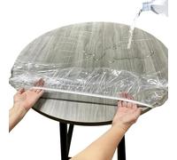Sporgo Tovaglia trasparente rotonda: impermeabile, trasparente, rotonda, con elastico, in PVC, per esterni, 120-140 cm