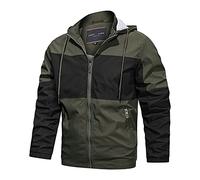 Sport a contrasto Giacca con cerniera Tasca con cappuccio Autunno Inverno Giacca Camicetta per Uomo Giacca Chic, Verde militare, 3XL, Giacca