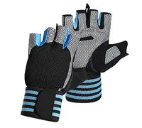 Sport Anti-skid Ciclismo Mezza Dita con Lunghe Cinghie da Polso Ammortizzanti Imbottito Sollevamento Pesi Outdoor Traspirante MTB Bicicletta per Equitazione Alpinismo Yoga Guida Fotografia Manubrio