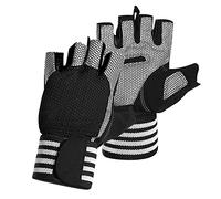 Sport Anti-skid Mezza Dita Ciclismo con Lunghe Cinghie da Polso Ammortizzanti Imbottito Sollevamento Pesi Outdoor Traspirante MTB Bicicletta per Equitazione Alpinismo Yoga Guida Fotografia Manubrio