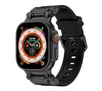 Sport Band for Apple Watch Ultra 2/Ultra Bands 49mm 45mm 44mm 42mm for Man, Durable Liquid Silicone Rubber Band with Metal Connector iWatch Ultra 9 8 7 6 5 4 3 SE(Black Adapter-Black)