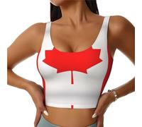 Sport Bandiera Canadese Reggiseni Donne Ad Alto Impatto Reggiseno Copertura Completa Cuscinetti Rimovibili Donne Base Crop Top Tank, Nero , M