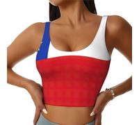 Sport Bandiera del Cile Reggiseni Donne Ad Alto Impatto Reggiseno Copertura Completa Cuscinetti Rimovibili Donne Base Crop Top Tank, Nero , L
