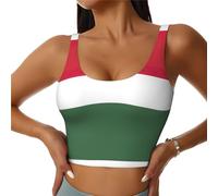 Sport Bandiera dell'Ungheria Reggiseni Donne Ad Alto Impatto Reggiseno Copertura Completa Cuscinetti Rimovibili Donne Base Crop Top Tank, Nero , S
