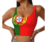 Sport Bandiera Portoghese Reggiseni Donne Ad Alto Impatto Reggiseno Copertura Completa Cuscinetti Rimovibili Donne Base Crop Top Tank, Nero , L
