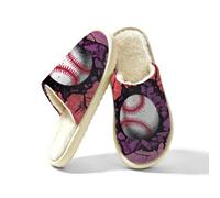Sport Baseball Donna Pantofole Ball On Wall Memory Foam House Shoes, Multi, 38.5/39.5 EU