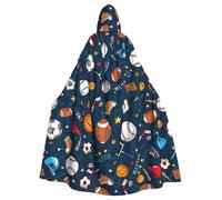 Sport Baseball Game Stampa Vampiro Halloween mantello con cappuccio (140 cm di lunghezza), comodo grande cappuccio ideale per cosplay