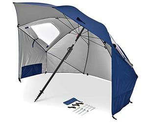 Sport-Brella Premiere Portable Sun Umbrella, Ombrello da Giardino Multiuso, Facile da Piegare, 243 cm, 1 Pezzo, Ideale per Attività all'Aperto, Spiaggia e Giardino, Protezione UV - Blu
