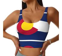 Sport Colorado State Flag Bras Donne Ad Alto Impatto Reggiseno Copertura Completa Cuscinetti Rimovibili Donne Base Crop Top Tank, Nero , XL