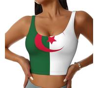 Sport Flag of Algeria Bras Donne Reggiseno Ad Alto Impatto Copertura Completa Cuscinetti Rimovibili Donne Base Crop Top Tank, Nero , XL