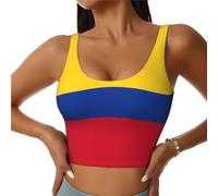 Sport Flag of Colombia Reggiseni Donne Ad Alto Impatto Reggiseno Copertura Completa Cuscinetti Rimovibili Donne Base Crop Top Tank, Nero , S