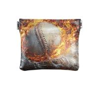 Sport Fuoco Brucia Baseball Donne In Pelle Portafoglio Contanti Impermeabile Porta Carte per Donne Ragazze, sport fuoco ardente baseball, Decorazione