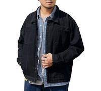Sport Jackets for Men Plus Size Trucker Denim Jacket Button Front Hooded Casual Long Sleeve Jean Coat Black Large