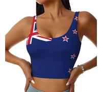 Sport Nuova Zelanda Bandiera Bras Donne Ad Alto Impatto Reggiseno Copertura Completa Rimovibile Pads Donne Base Crop Top Tank, Nero , L